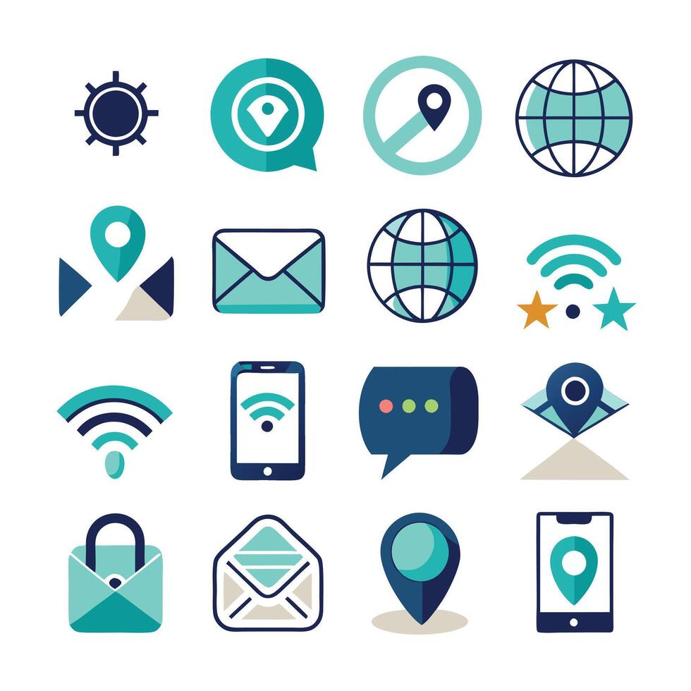 Contact Us icon set collection for websites and mobile applications vector