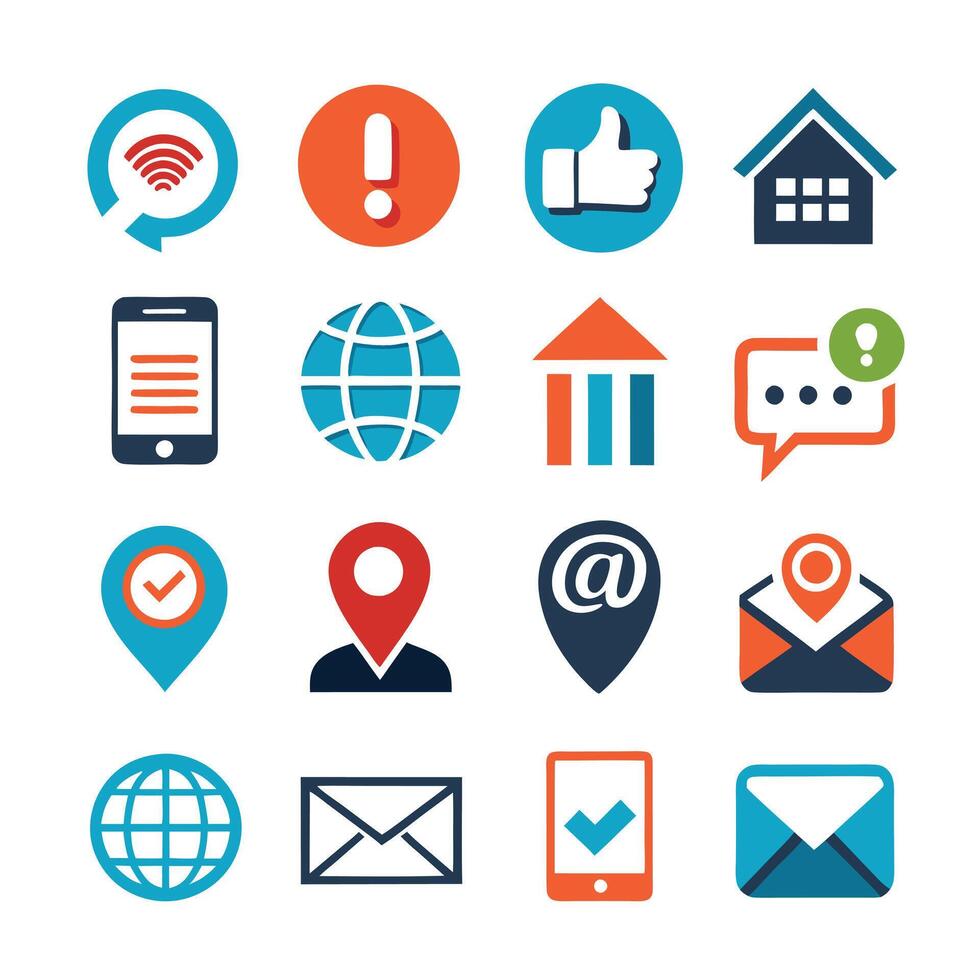 Contact Us icon set collection for websites and mobile applications vector