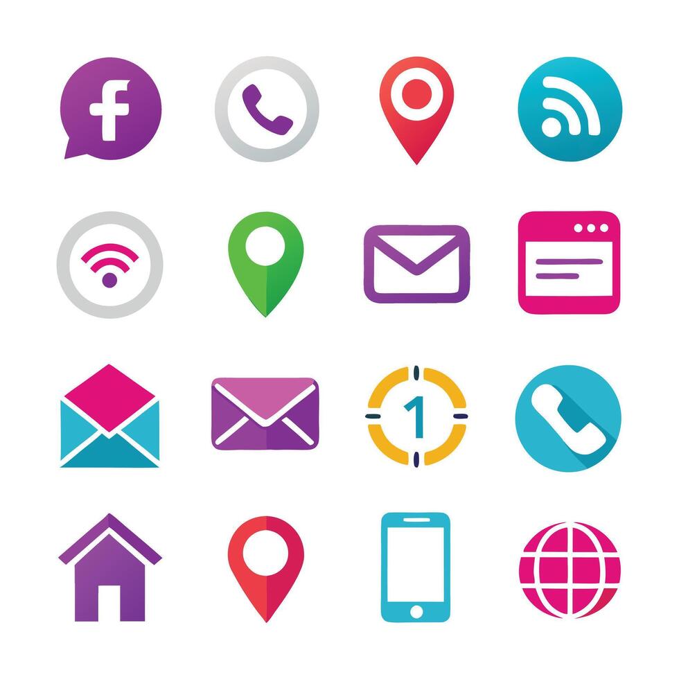 Contact Us icon set collection for websites and mobile applications vector