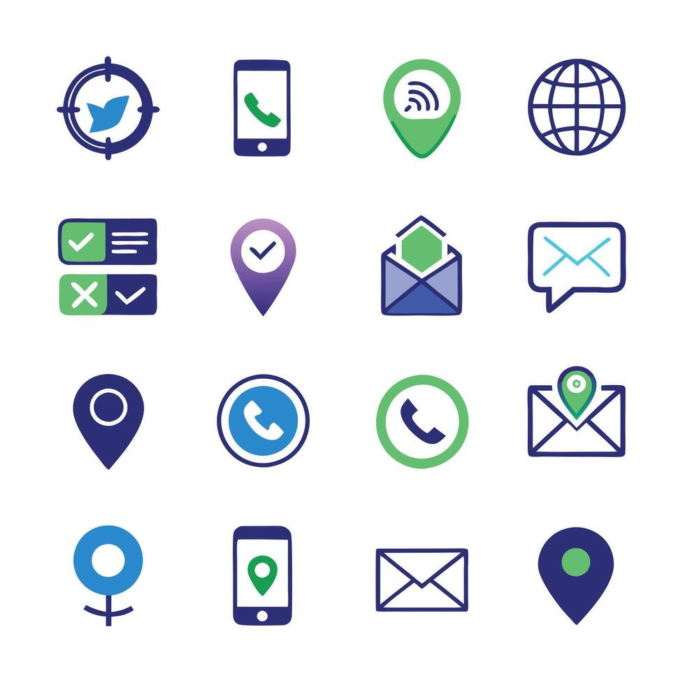Contact Us icon set collection for websites and mobile applications vector