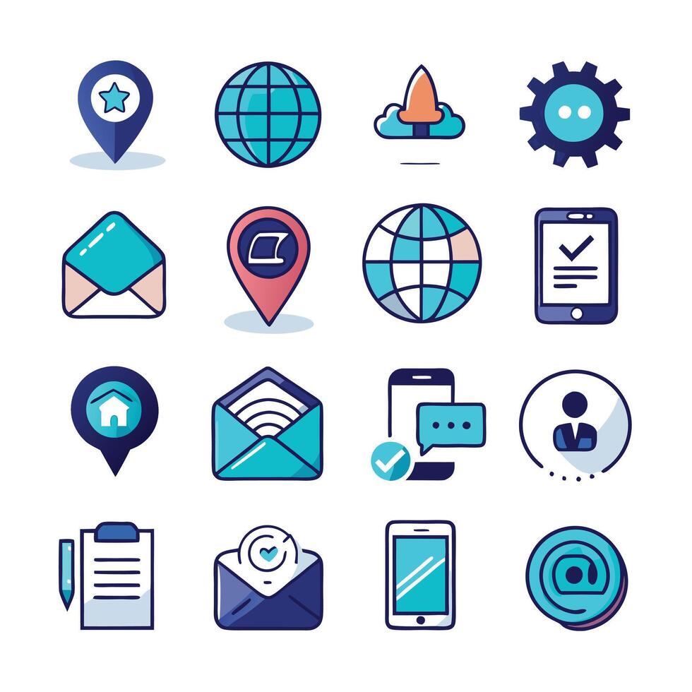 Contact Us icon set collection for websites and mobile applications vector
