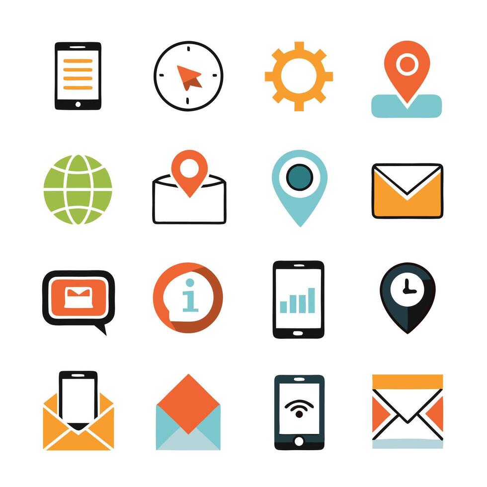 Contact Us icon set collection for websites and mobile applications vector