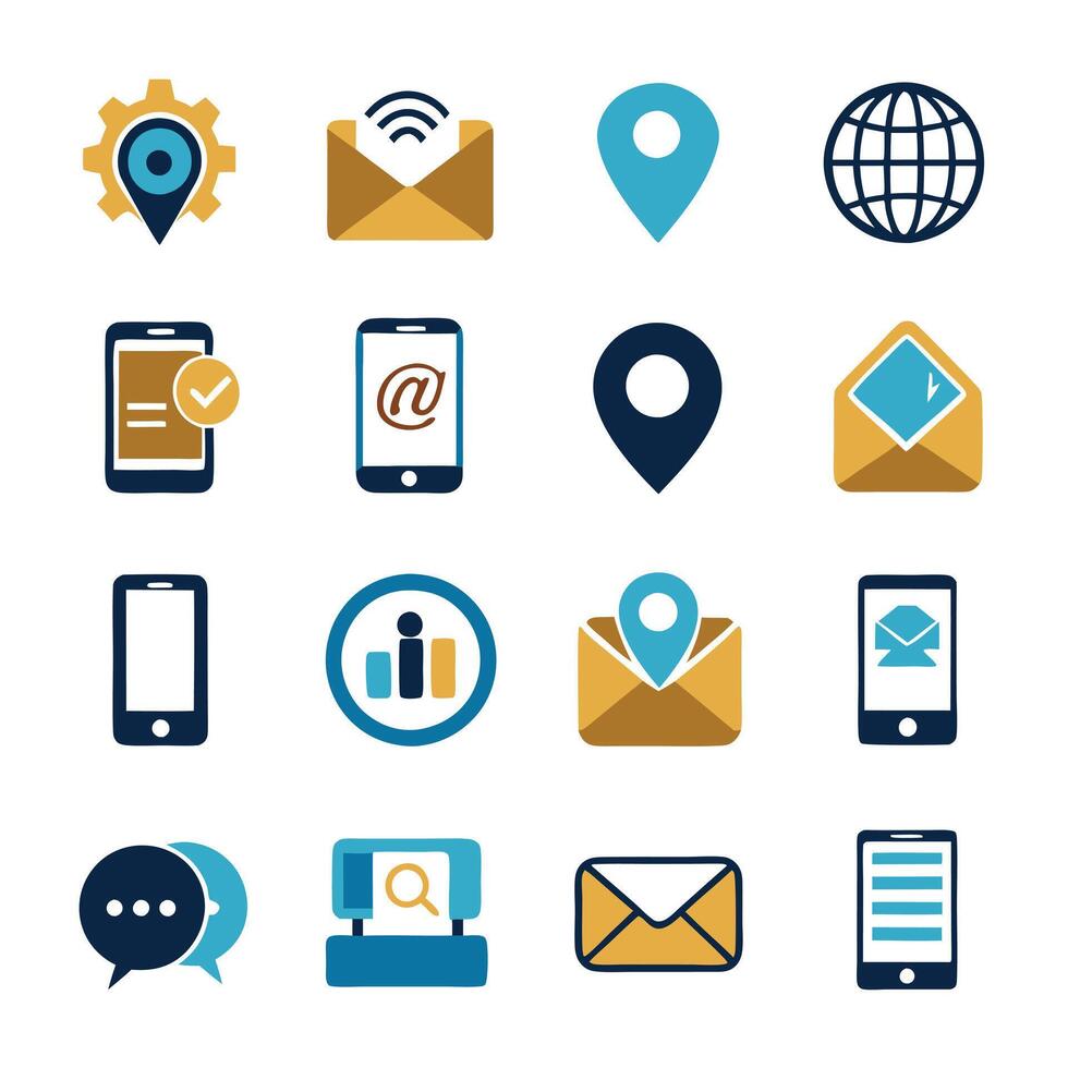 Contact Us icon set collection for websites and mobile applications vector
