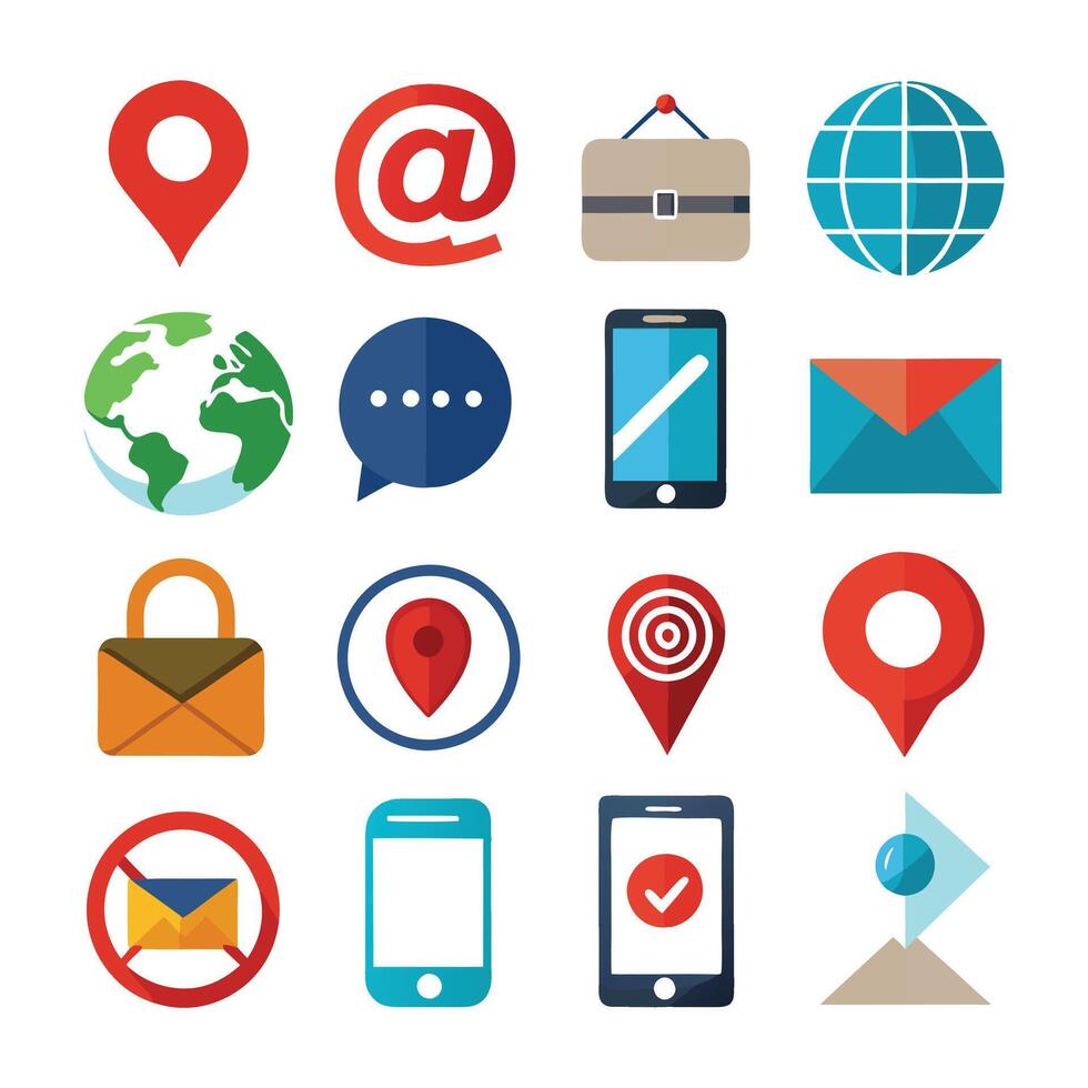 Contact Us icon set collection for websites and mobile applications vector