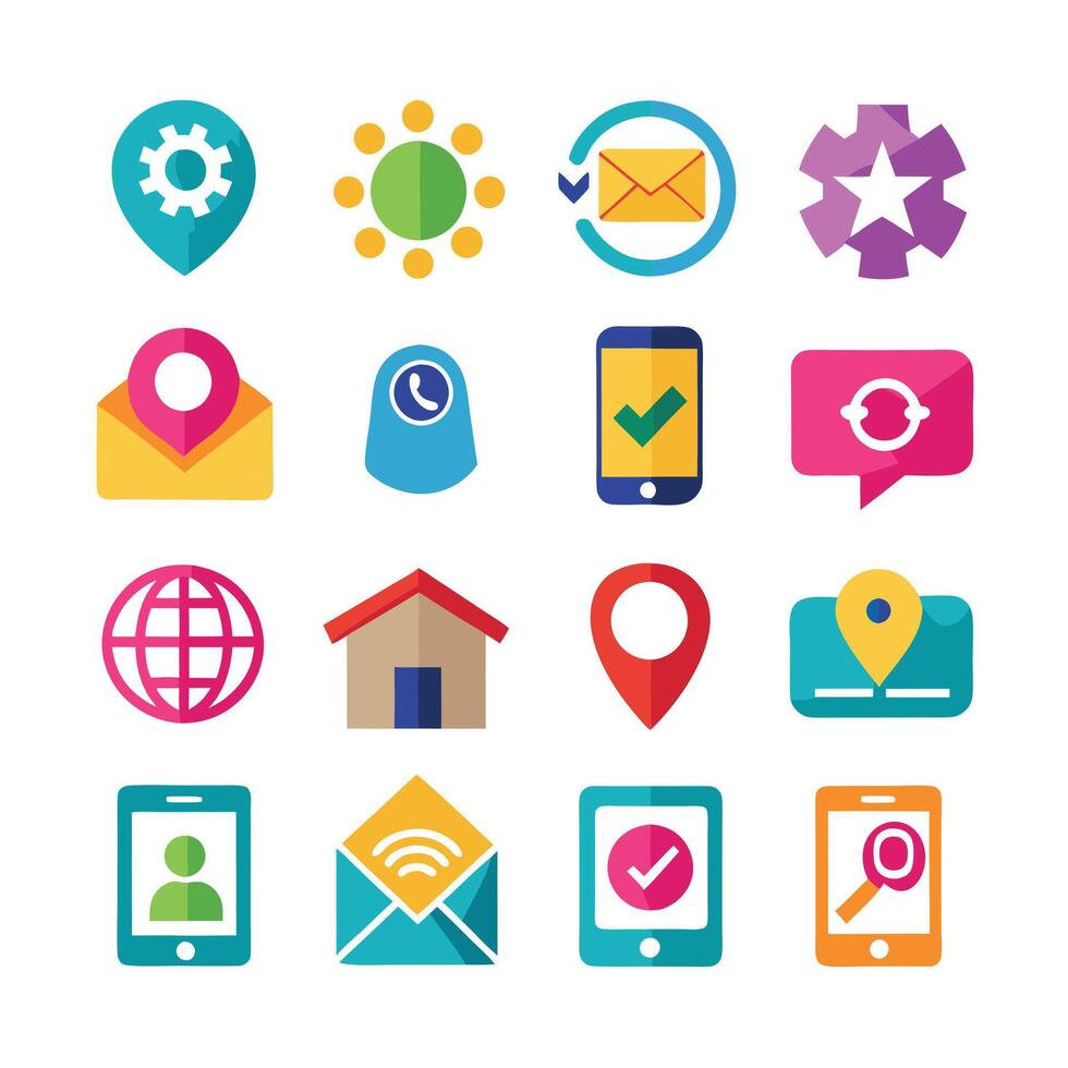 Contact Us icon set collection for websites and mobile applications vector