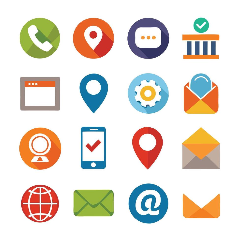 Contact Us icon set collection for websites and mobile applications vector
