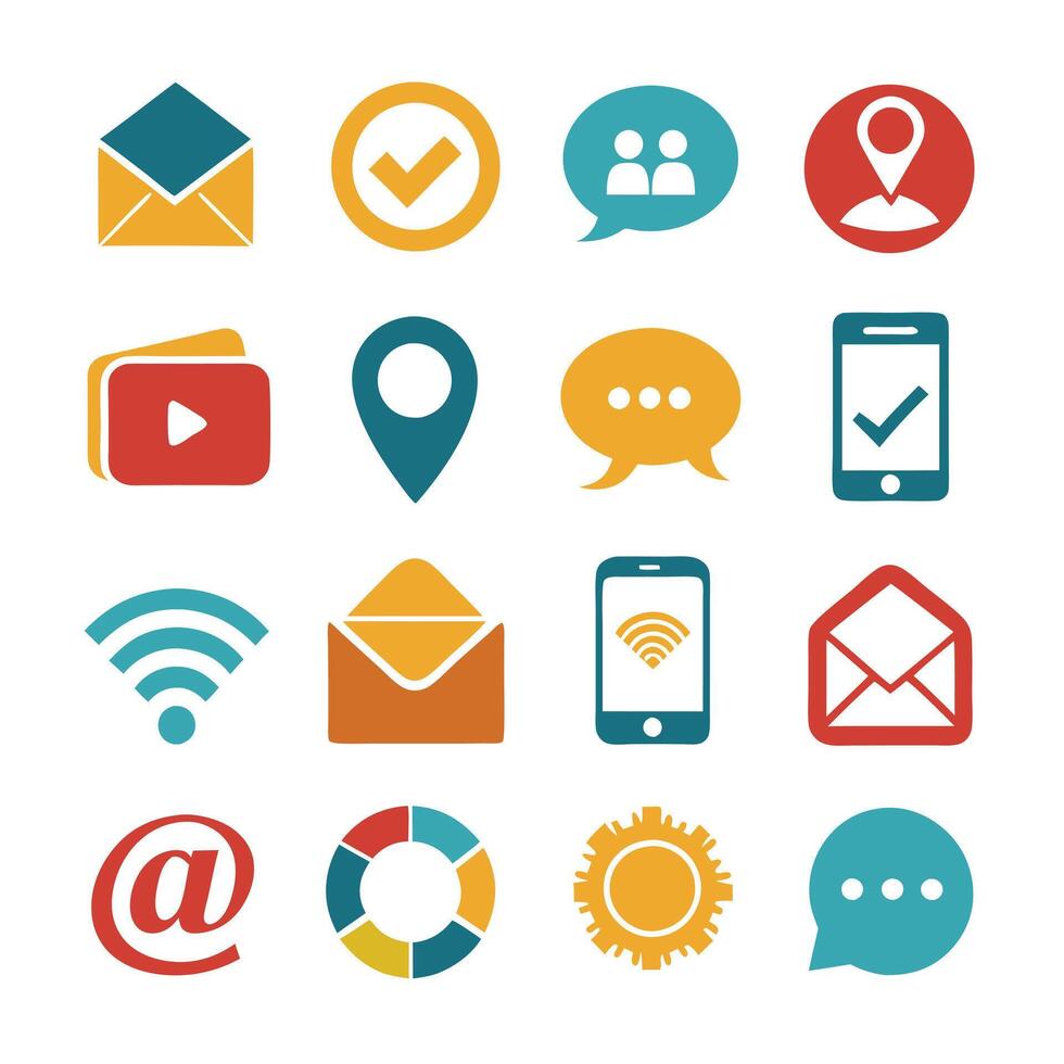 Contact Us icon set collection for websites and mobile applications vector