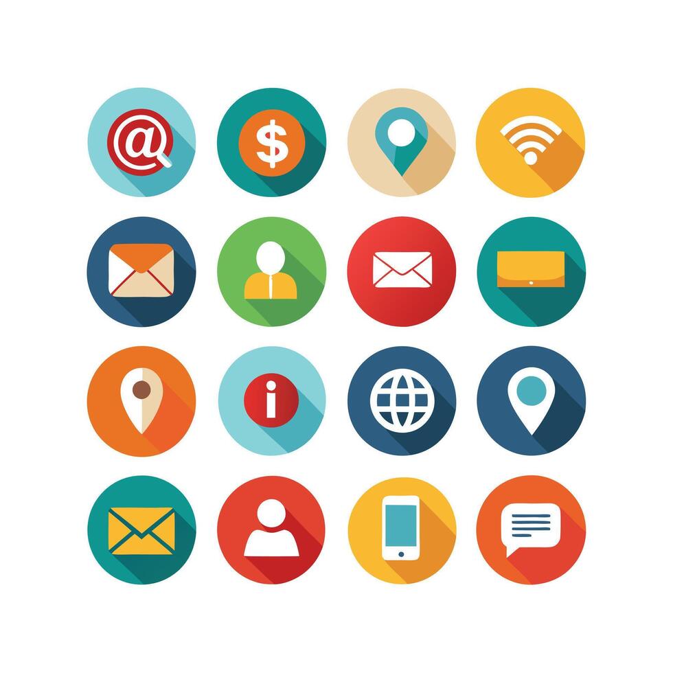 Contact Us icon set collection for websites and mobile applications vector