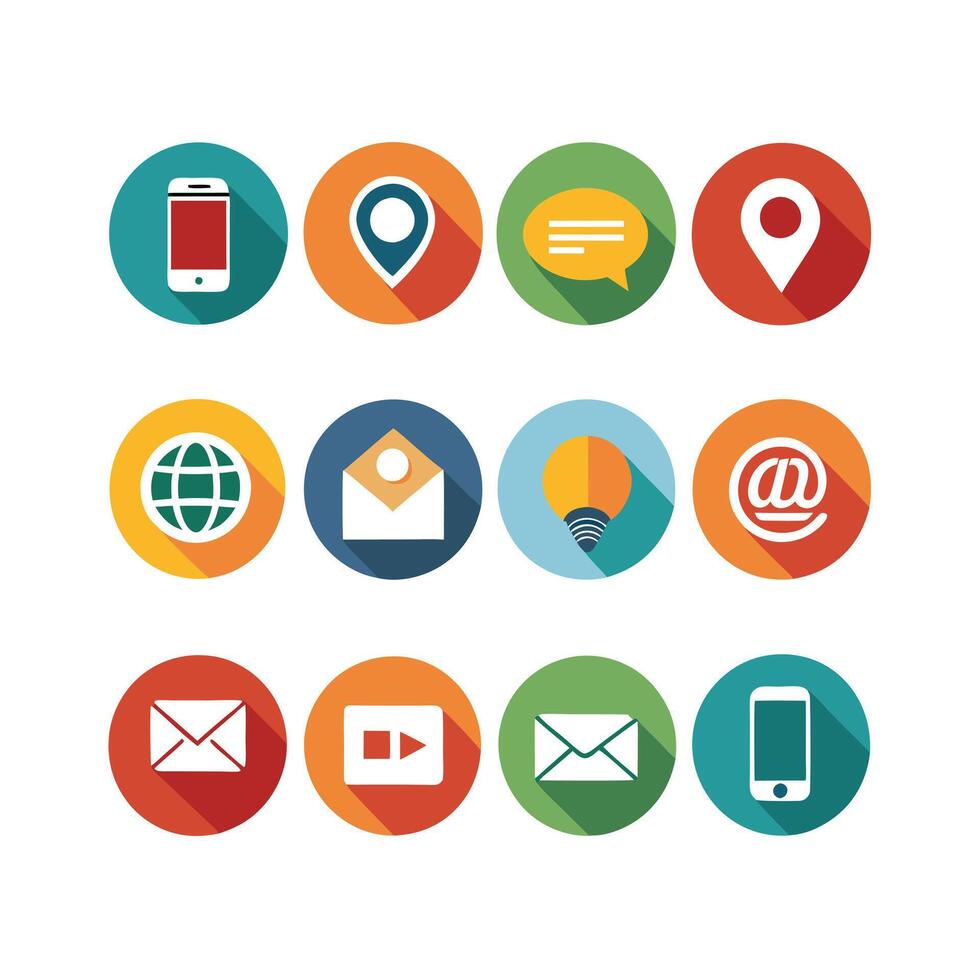Contact Us icon set collection for websites and mobile applications vector