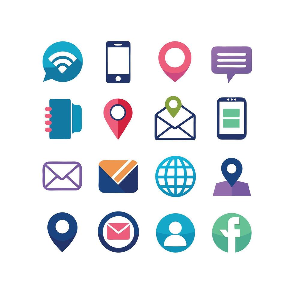 Contact Us icon set collection for websites and mobile applications vector