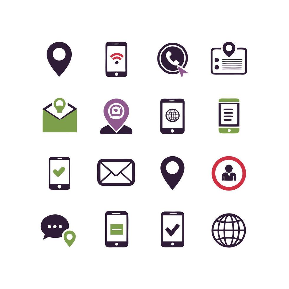 Contact Us icon set collection for websites and mobile applications vector