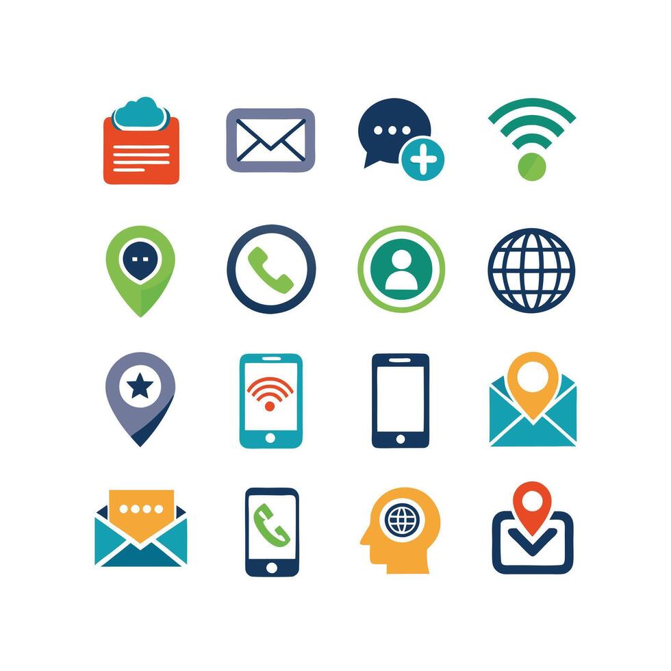 Contact Us icon set collection for websites and mobile applications vector