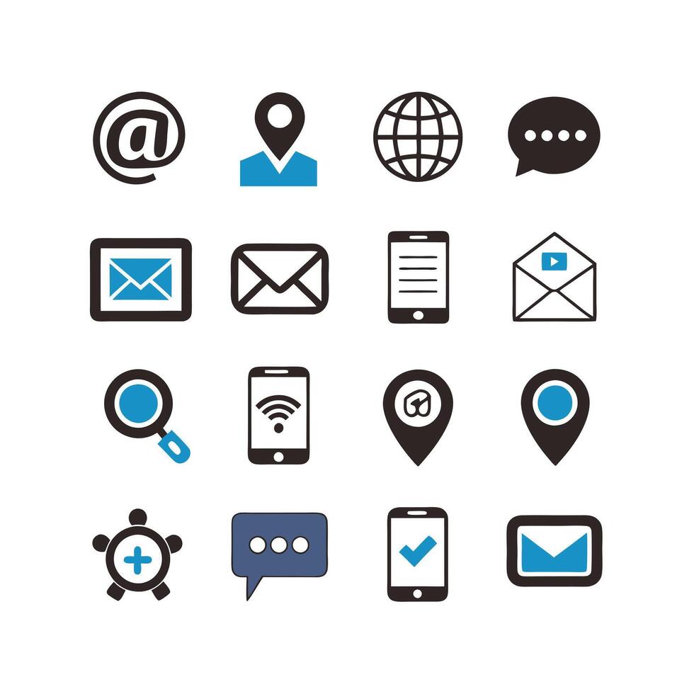 Contact Us icon set collection for websites and mobile applications vector