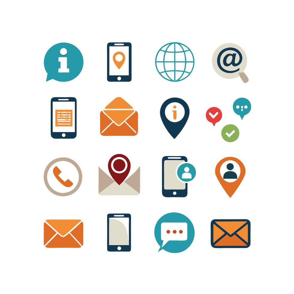 Contact Us icon set collection for websites and mobile applications vector