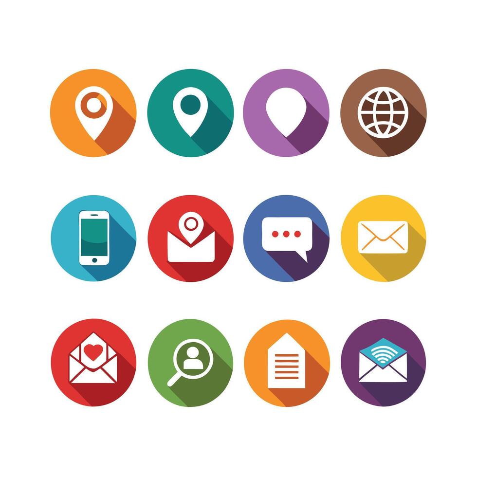 Contact Us icon set collection for websites and mobile applications vector