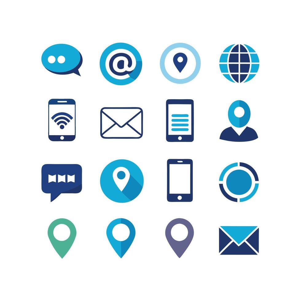 Contact Us icon set collection for websites and mobile applications vector