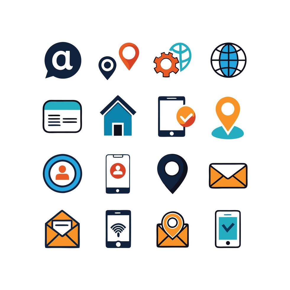 Contact Us icon set collection for websites and mobile applications vector