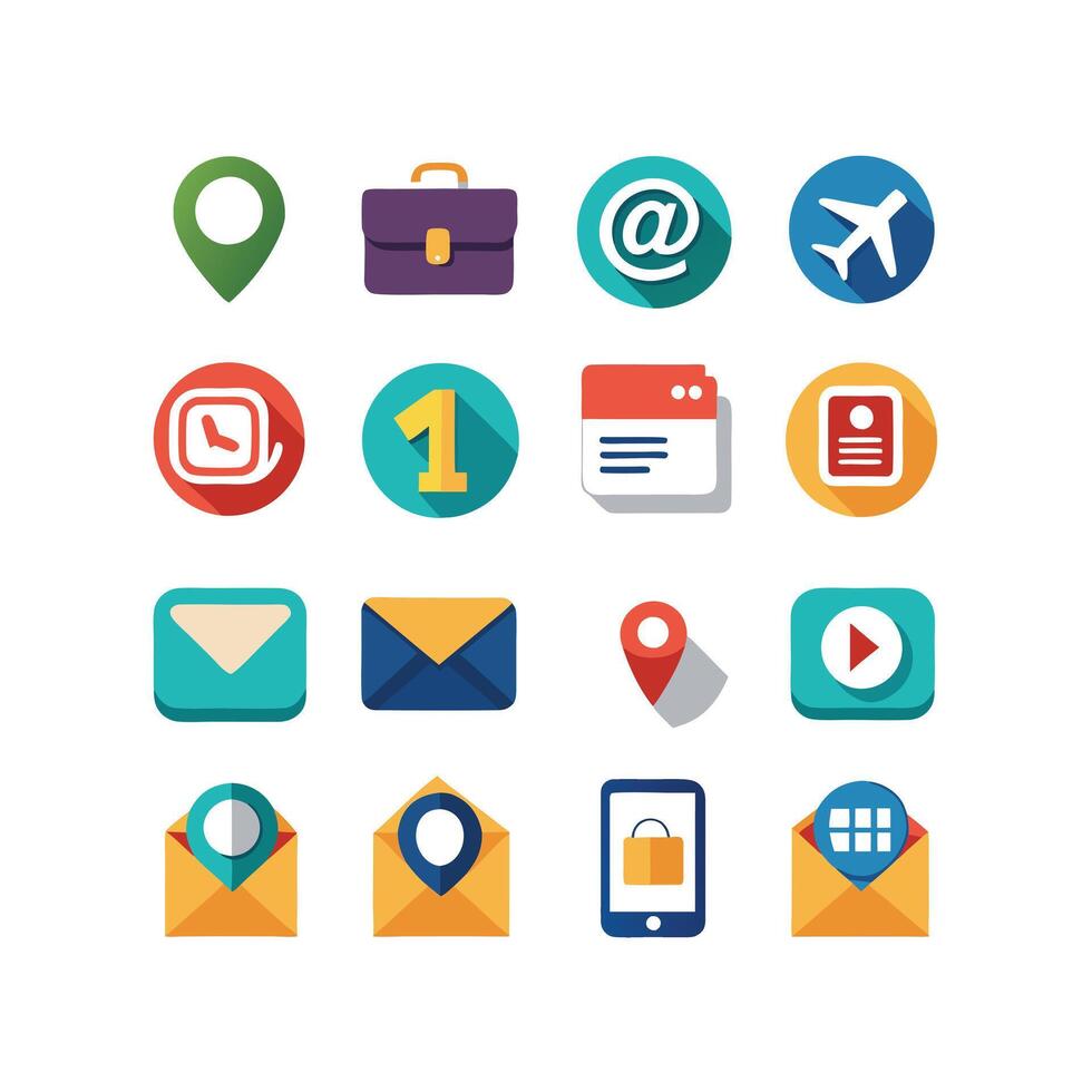 Contact Us icon set collection for websites and mobile applications vector