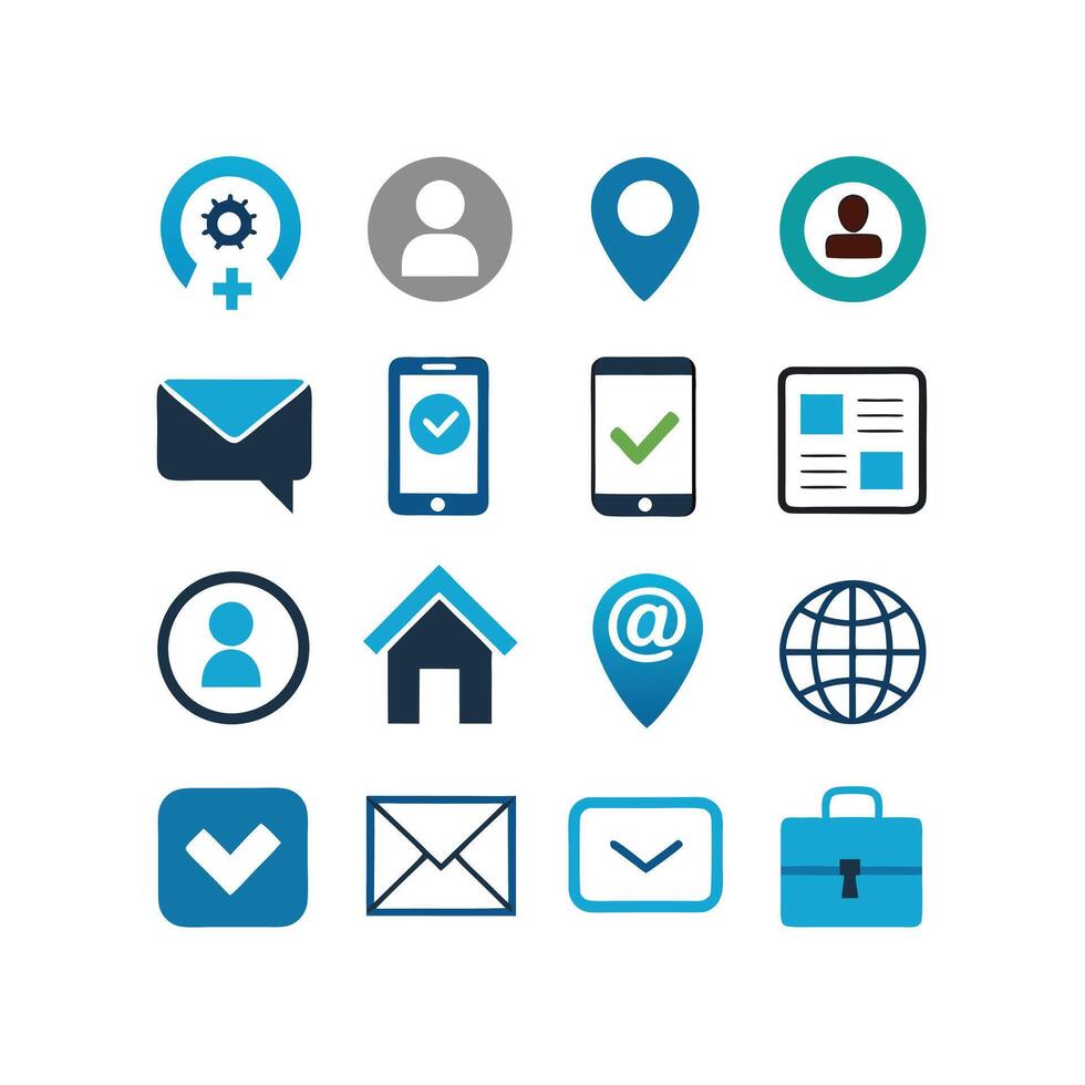 Contact Us icon set collection for websites and mobile applications vector