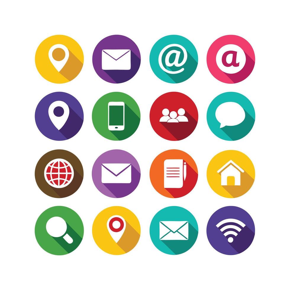 Contact Us icon set collection for websites and mobile applications vector