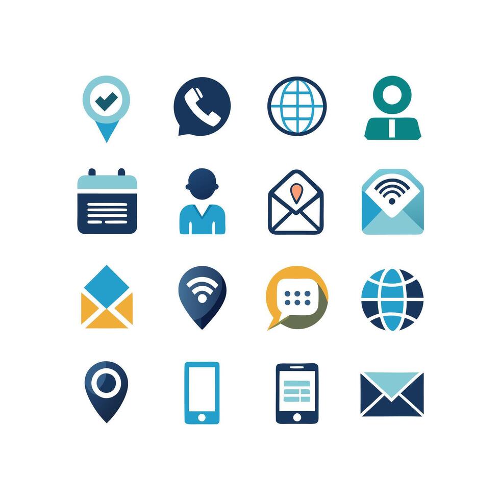 Contact Us icon set collection for websites and mobile applications vector