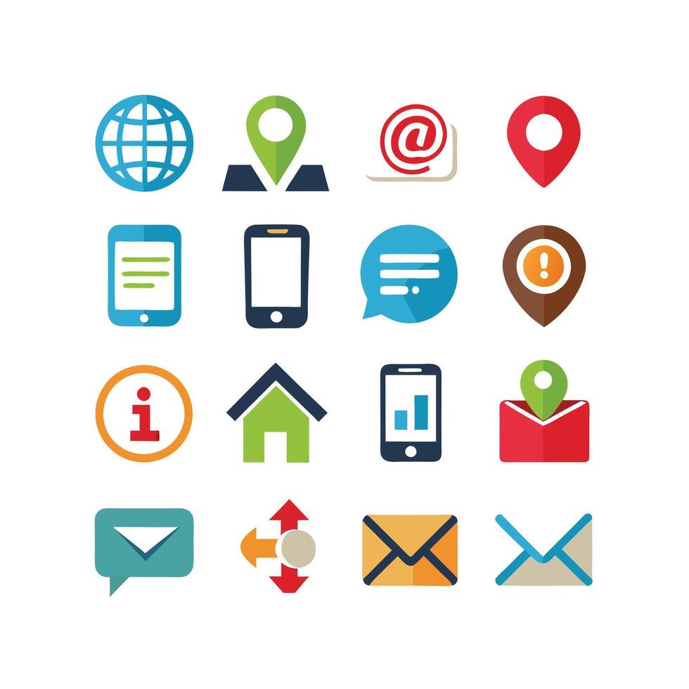 Contact Us icon set collection for websites and mobile applications vector