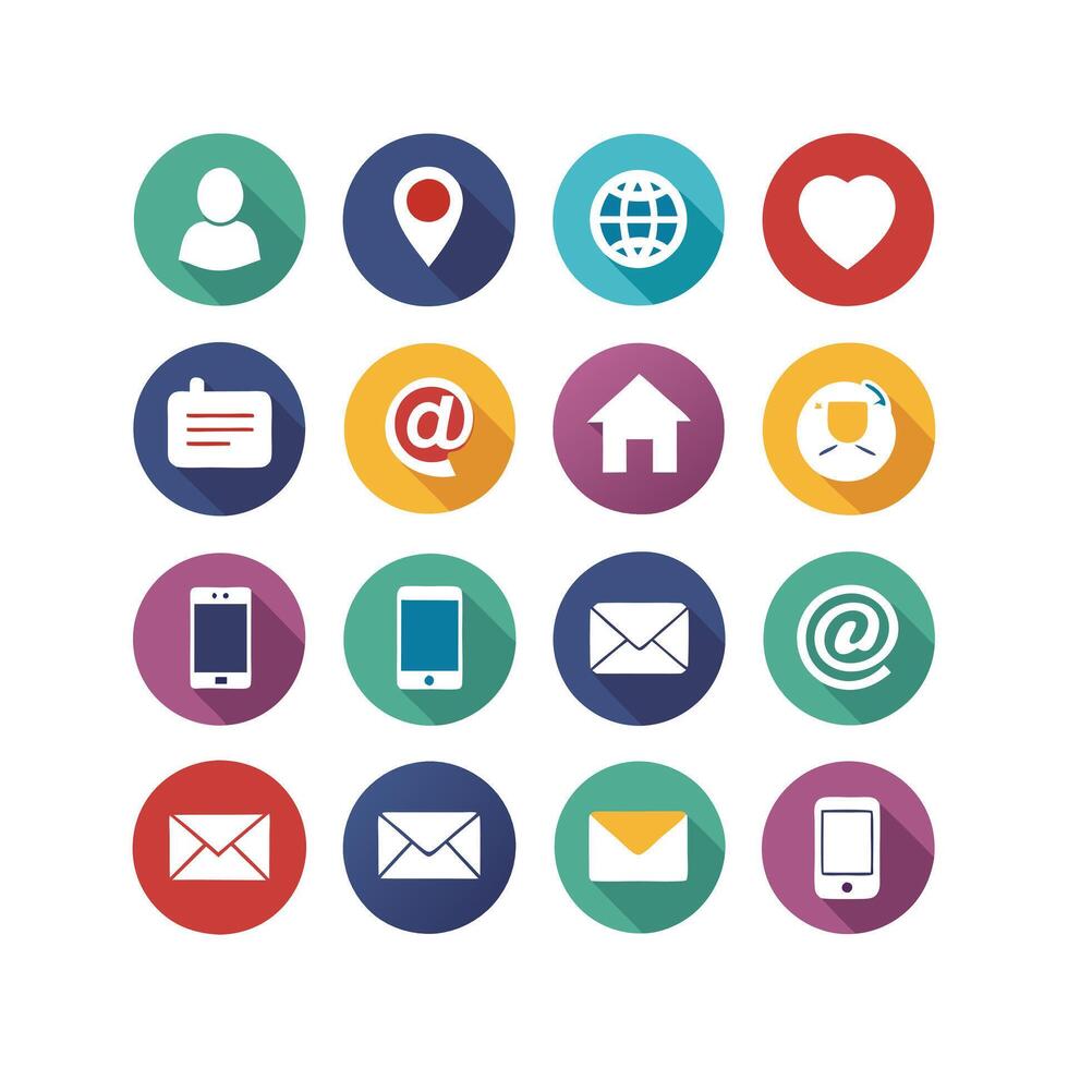 Contact Us icon set collection for websites and mobile applications vector