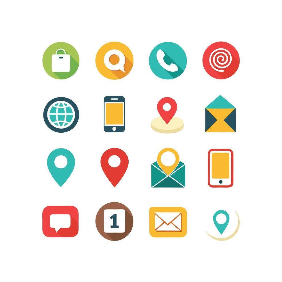 Contact Us icon set collection for websites and mobile applications vector