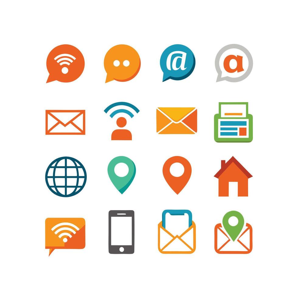 Contact Us icon set collection for websites and mobile applications vector