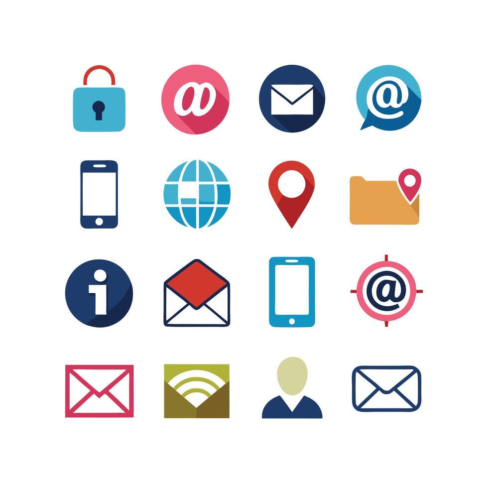 Contact Us icon set collection for websites and mobile applications vector