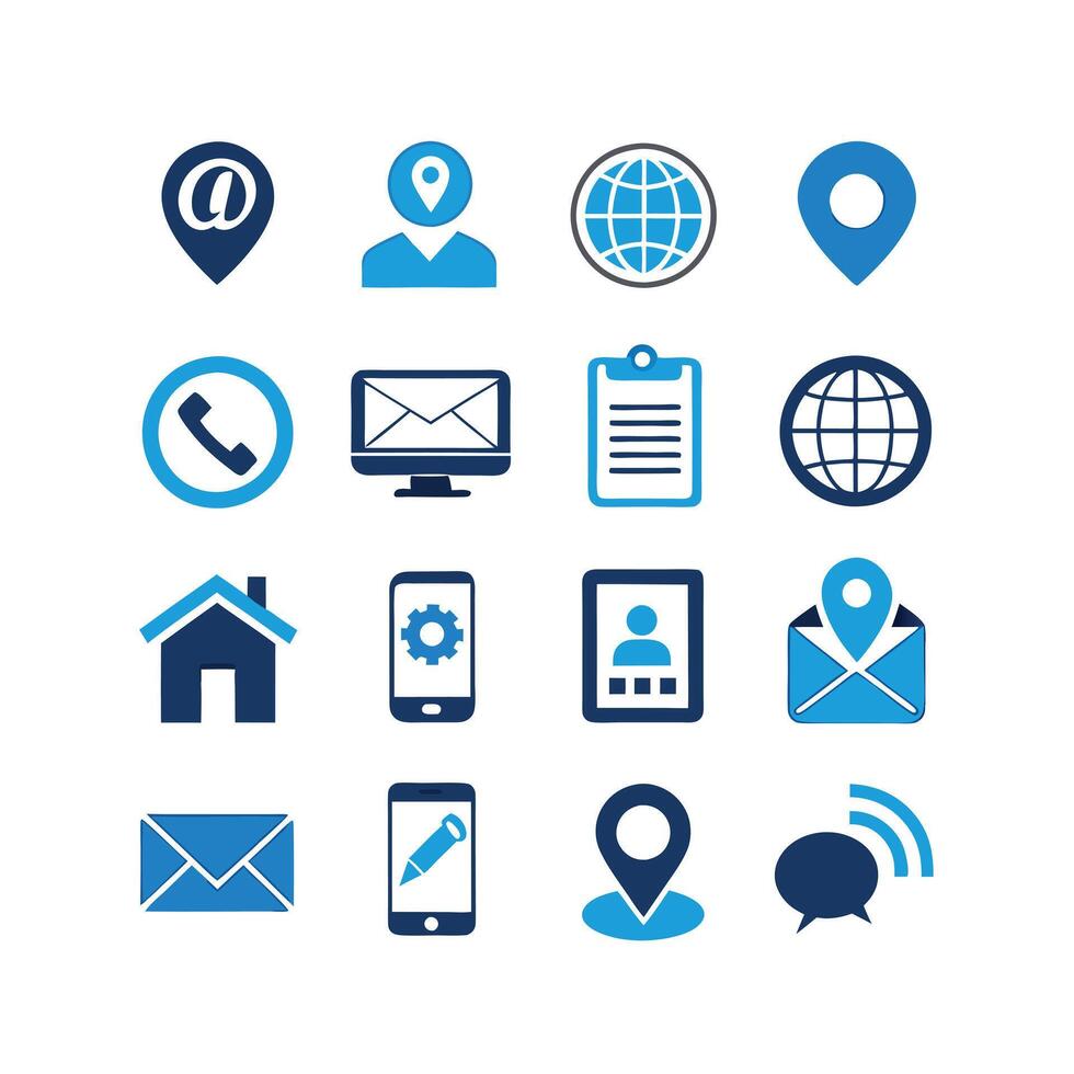 Contact Us icon set collection for websites and mobile applications vector