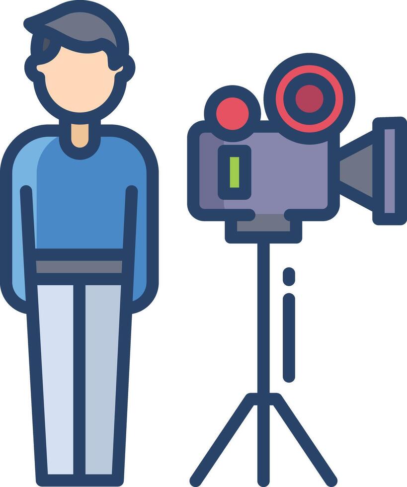 Cameraman linear color illustration vector