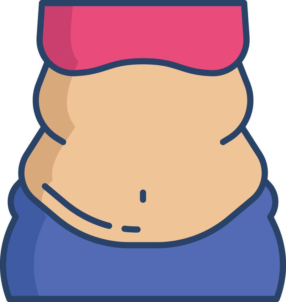 Fat belly linear color illustration vector
