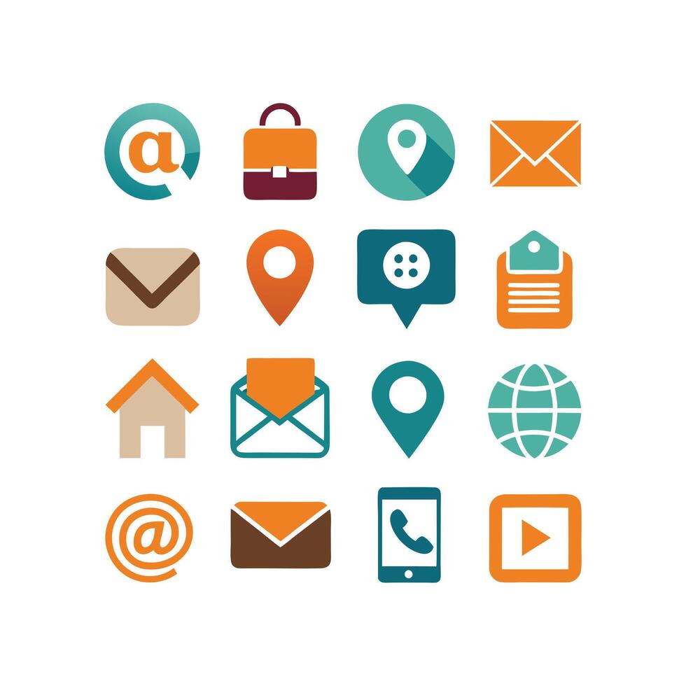 Contact Us icon set collection for websites and mobile applications vector