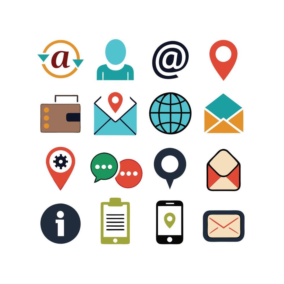 Contact Us icon set collection for websites and mobile applications vector