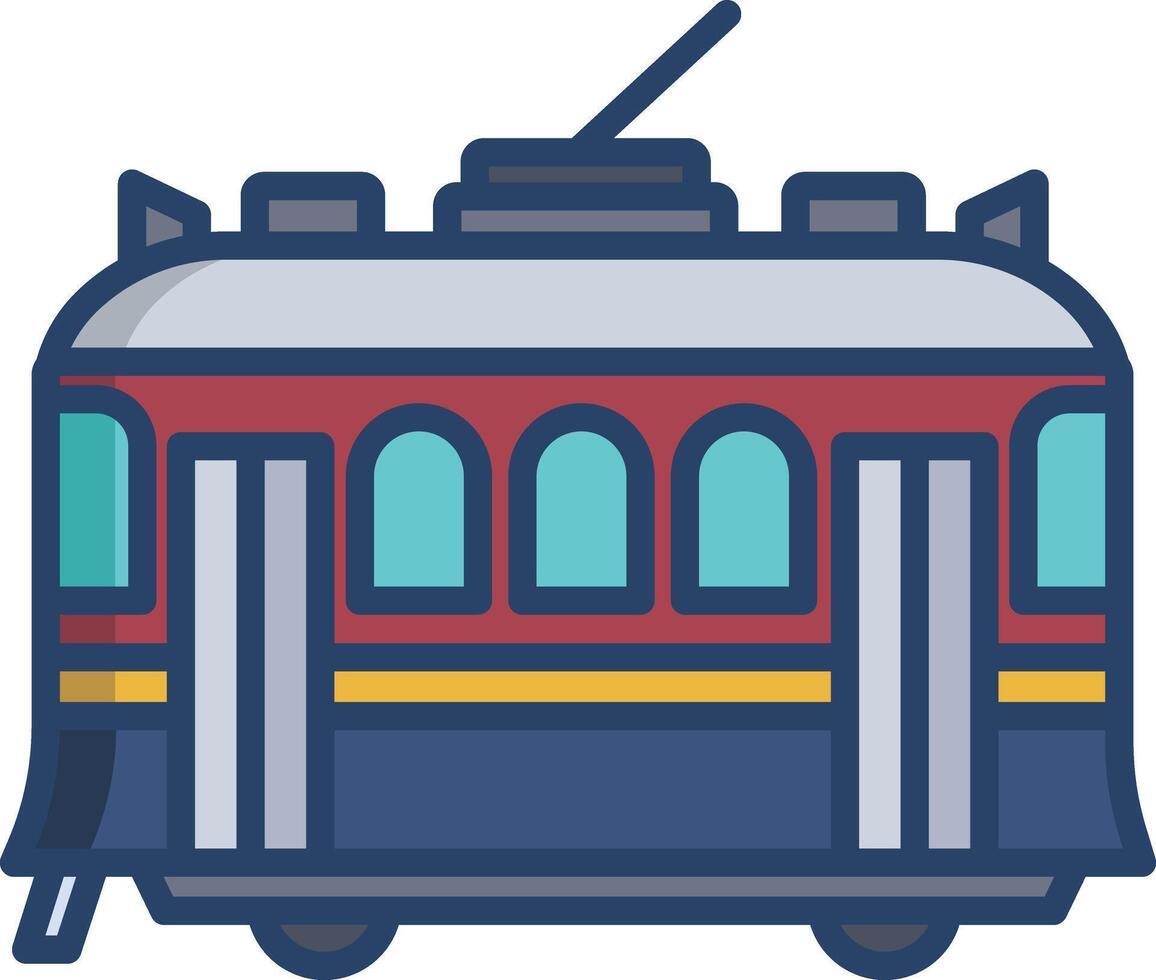 Tram linear color illustration vector
