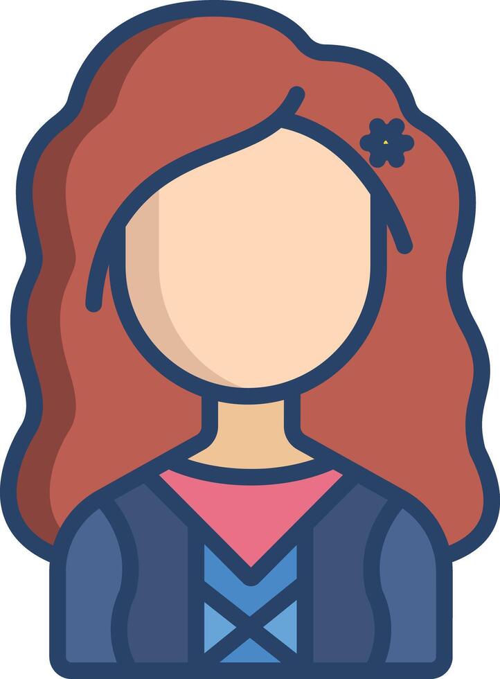 Dutch girl linear color illustration vector