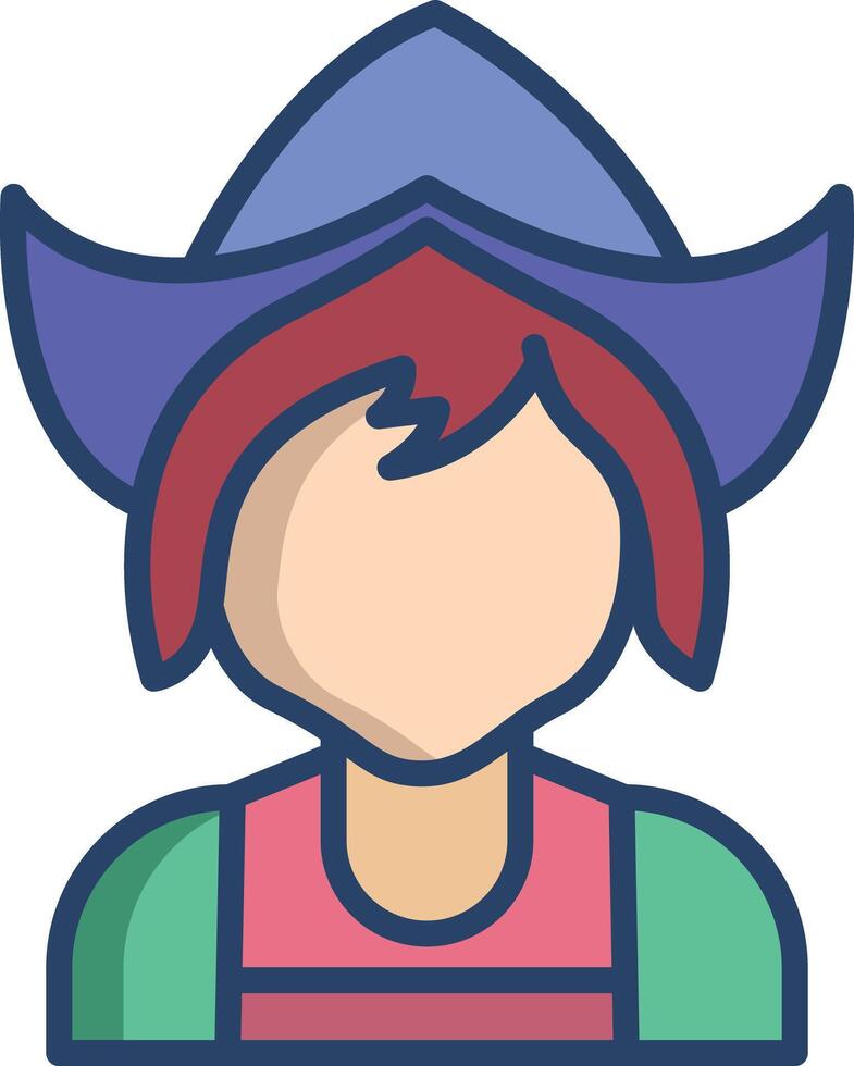 Girl linear color illustration vector