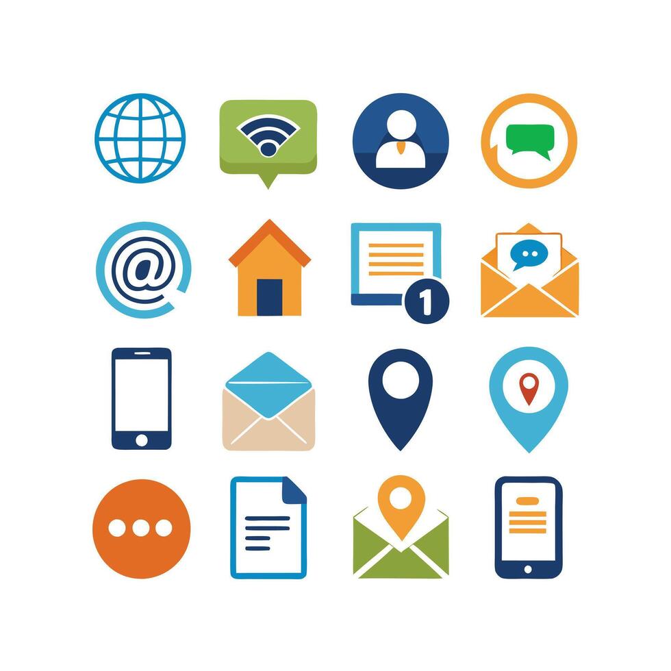 Contact Us icon set collection for websites and mobile applications vector