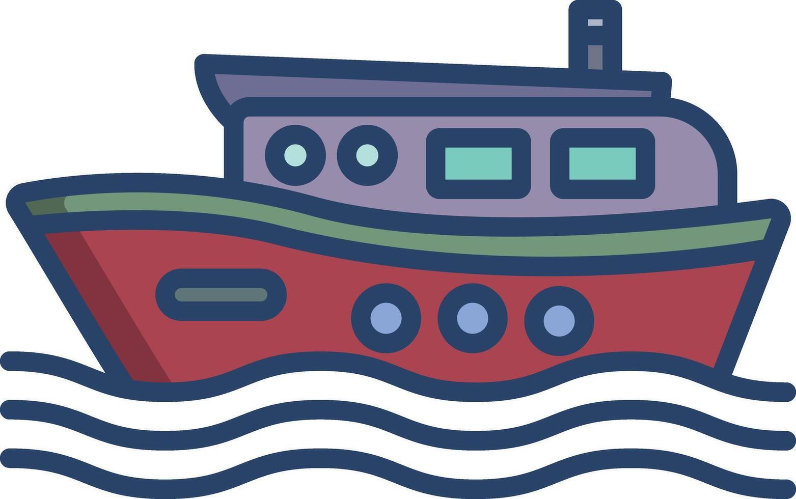Boat House linear color illustration vector