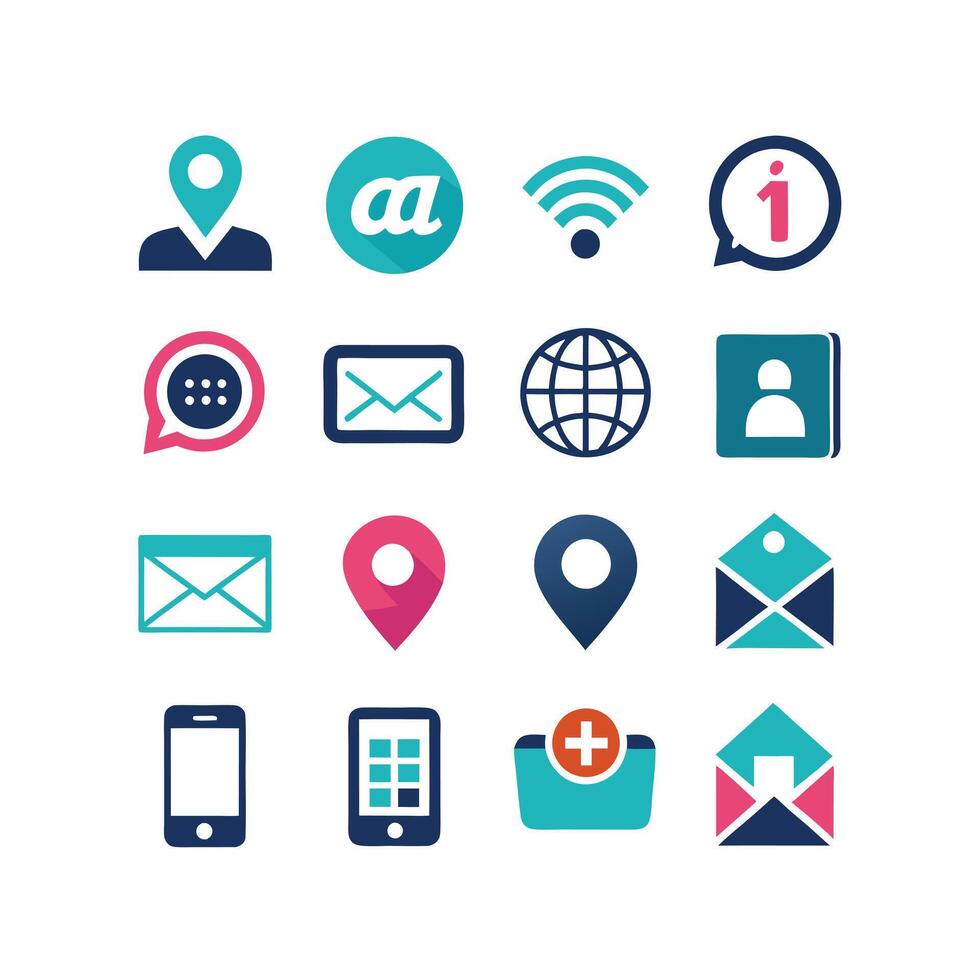 Contact Us icon set collection for websites and mobile applications vector