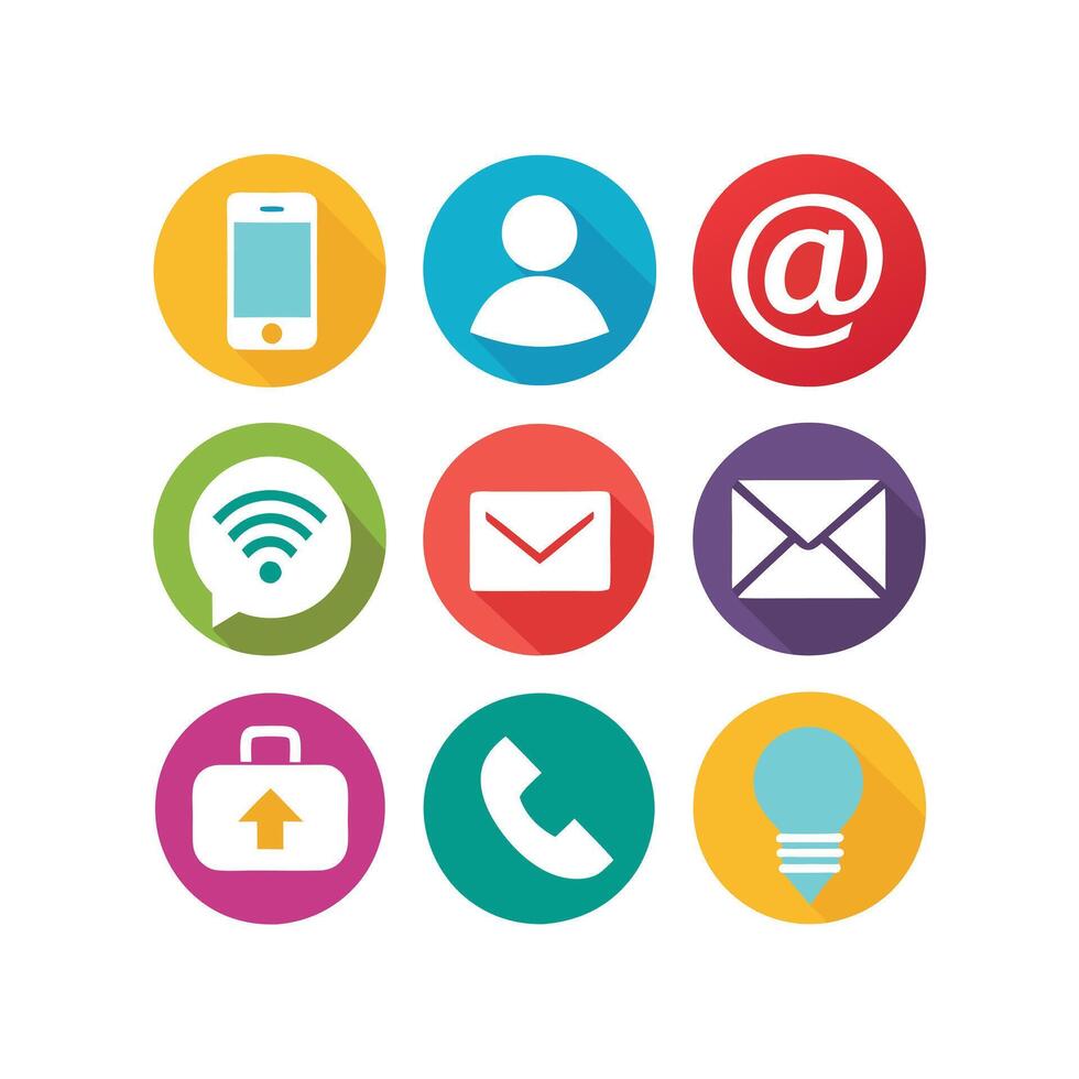 Contact Us icon set collection for websites and mobile applications vector