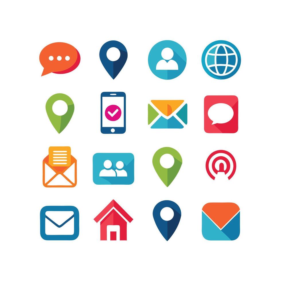 Contact Us icon set collection for websites and mobile applications vector
