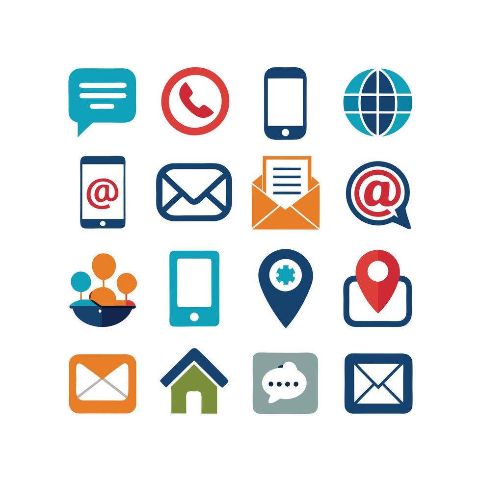 Contact Us icon set collection for websites and mobile applications vector
