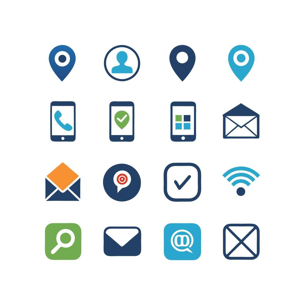 Contact Us icon set collection for websites and mobile applications vector