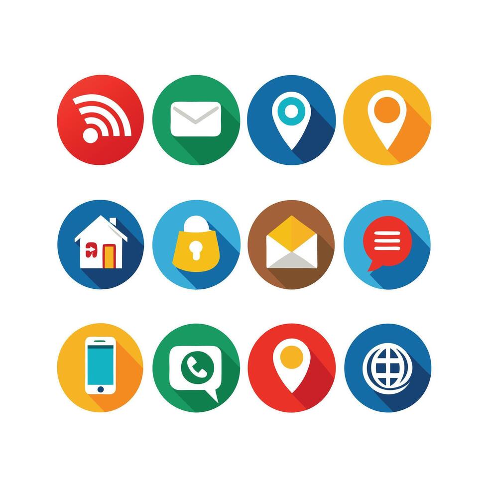 Contact Us icon set collection for websites and mobile applications vector