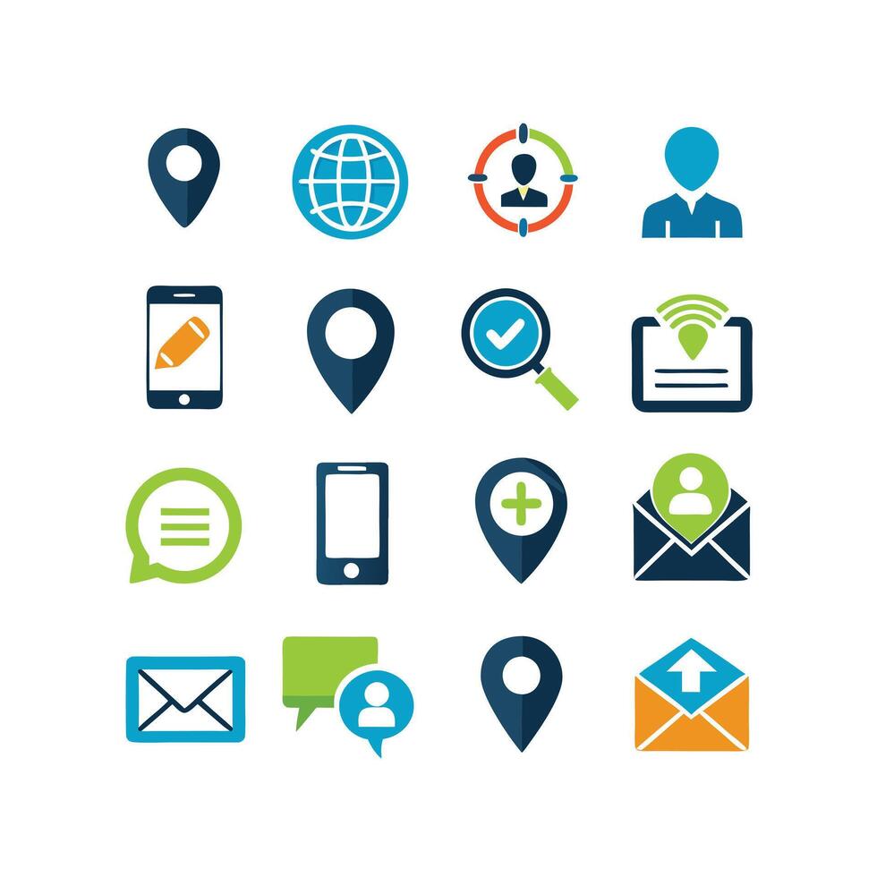 Contact Us icon set collection for websites and mobile applications vector