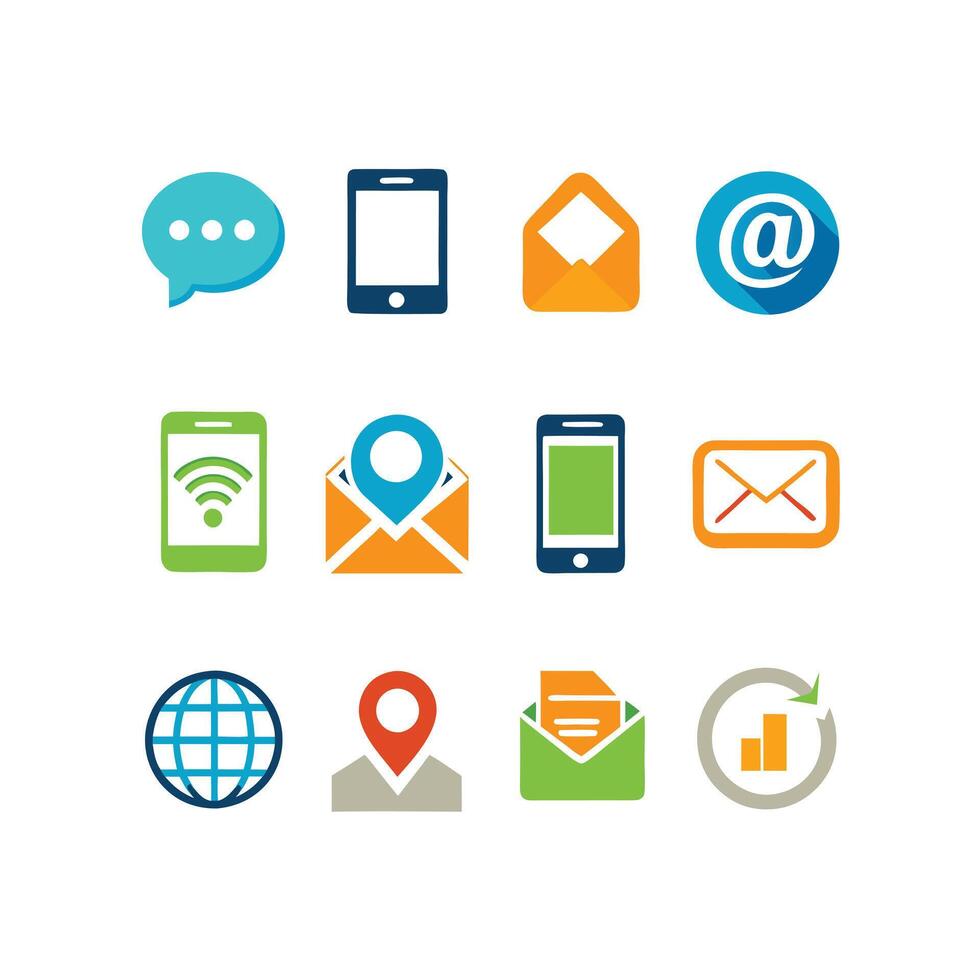 Contact Us icon set collection for websites and mobile applications vector