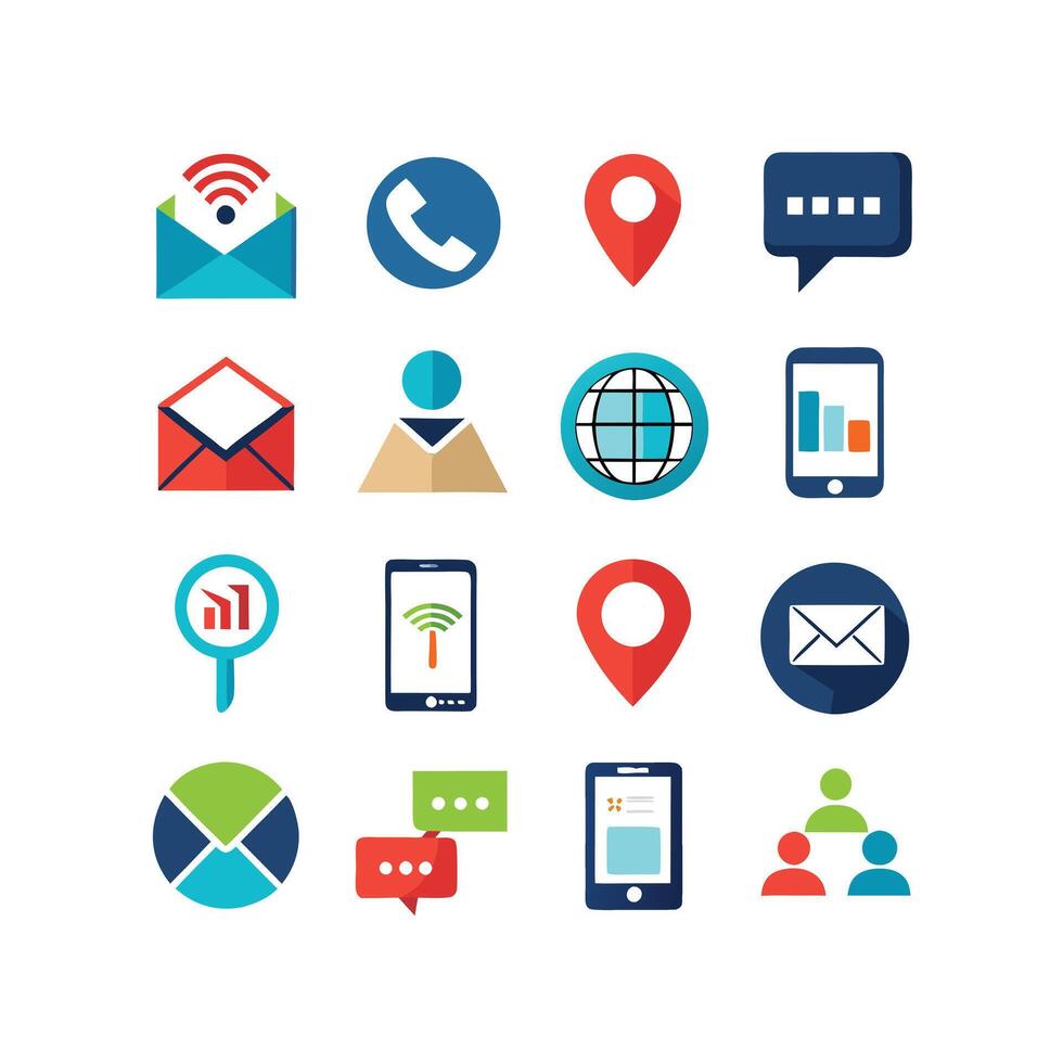 Contact Us icon set collection for websites and mobile applications vector