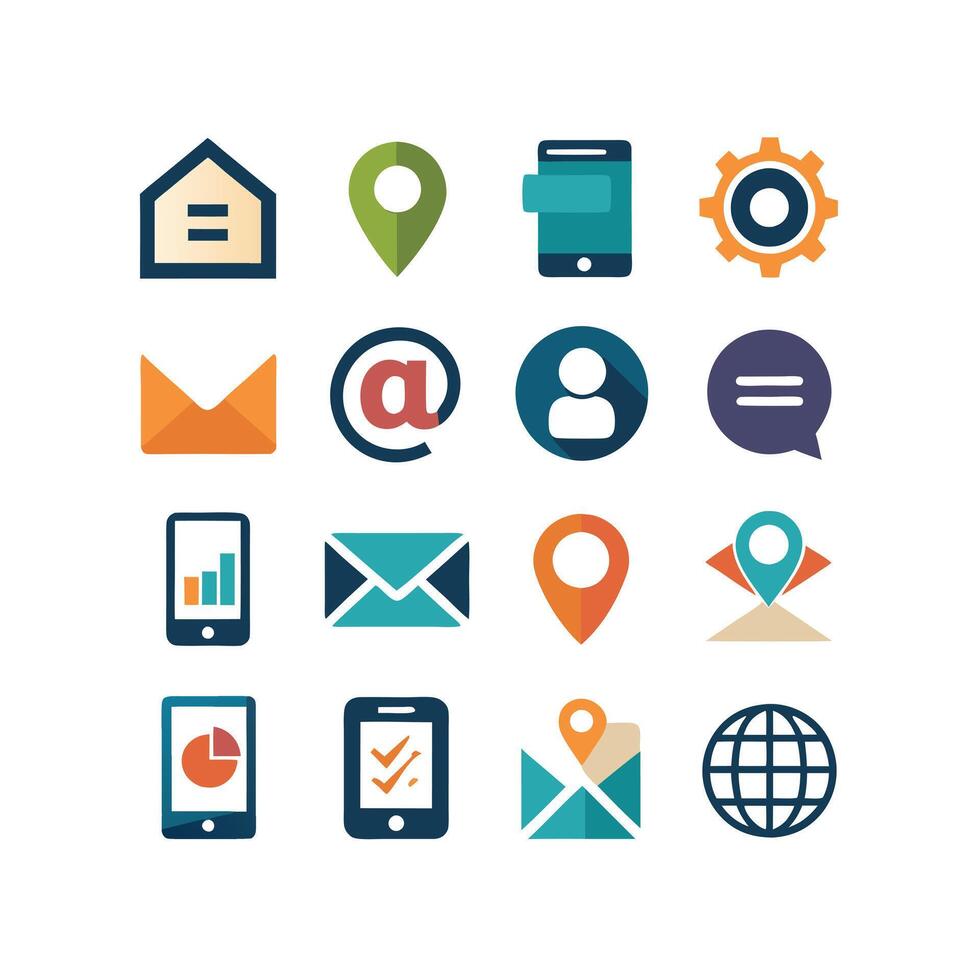 Contact Us icon set collection for websites and mobile applications vector